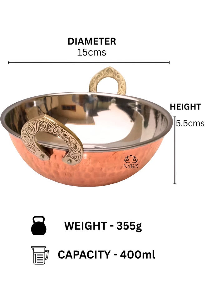 Nyra Kitchenware Copper-Toned & Steel Copper Dishwasher Safe Serving Kadhai - Image 2